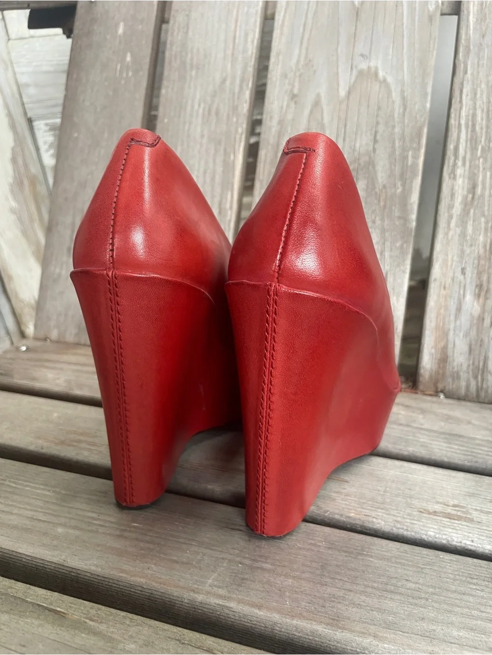 Red Wedge Platform Heels by Kork-Ease